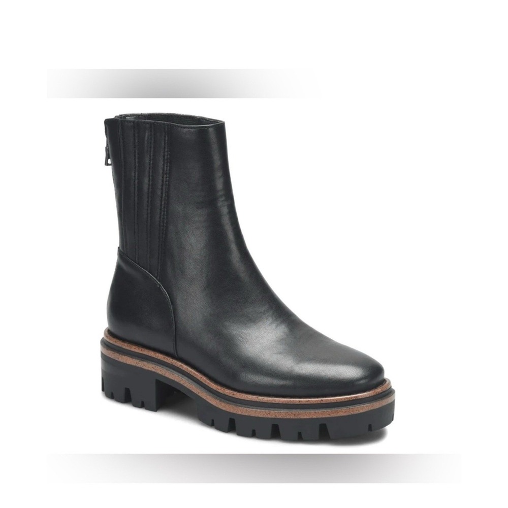 Korks Vivi Lug Sole Rear Zip Women Boot 8M Black Platform Chelsea Moto Utility
